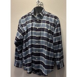 Towncraft Shirt Mens XL*‎ Blue Plaid Lightweight Blend Button Down Long Sleeve